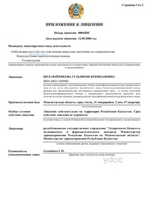 Приложение к лицензии Приложение к лицензии