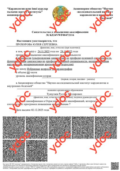 Құжаттар мен фотосуреттер - Прохорова Ю. С.