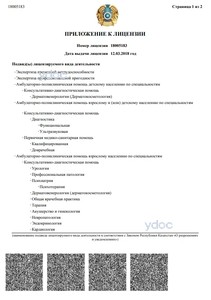 Приложение к лицензии