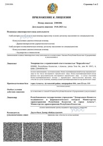 Приложение к лицензии Приложение к лицензии