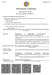 Приложение к лицензии Приложение к лицензии