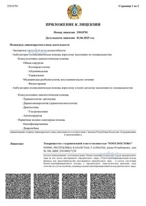 Приложение к лицензии Приложение к лицензии