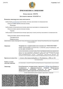 Приложение к лицензии Приложение к лицензии