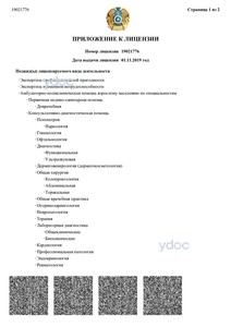 Приложение к лицензии Приложение к лицензии