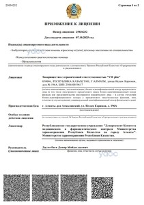 Приложение к лицензии