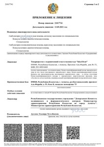 Приложение к лицензии Приложение к лицензии