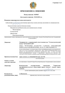 Приложение к лицензии Приложение к лицензии