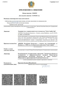 Приложение к лицензии