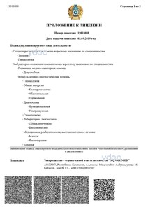 Приложение к лицензии Приложение к лицензии