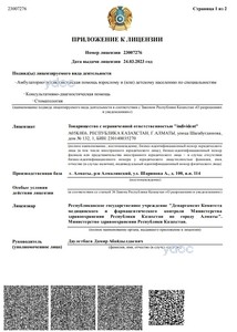 Приложение к лицензии