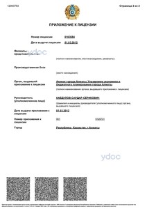 Приложение к лицензии