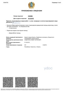 Приложение к лицензии