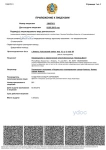 Приложение к лицензии