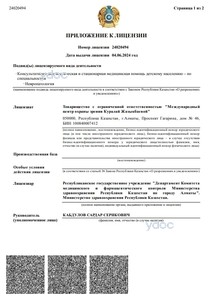 Приложение к лицензии Приложение к лицензии