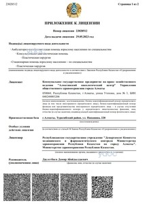 Приложение к лицензии Приложение к лицензии