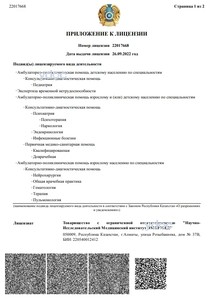 Приложение к лицензии