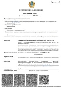 Приложение к лицензии