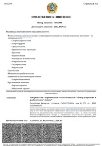 Приложение к лицензии Приложение к лицензии