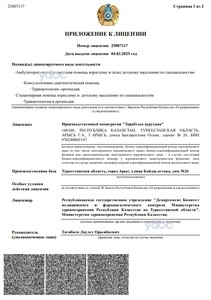 Приложение к лицензии Приложение к лицензии