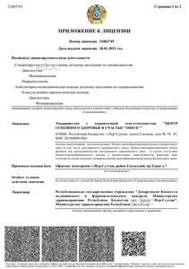 Приложение к лицензии