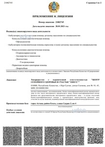 Приложение к лицензии