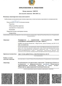 Приложение к лицензии