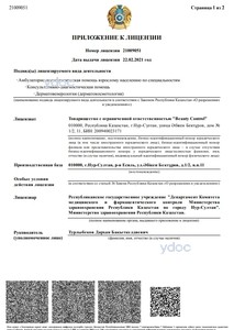 Приложение к лицензии Приложение к лицензии