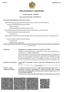 Приложение к лицензии Приложение к лицензии