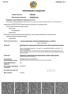 Приложение к лицензии