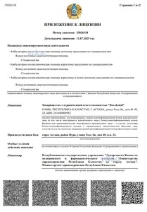 Приложение к лицензии Приложение к лицензии