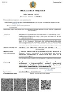 Приложение к лицензии