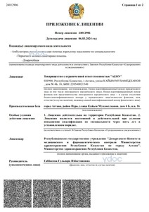 Приложение к лицензии Приложение к лицензии