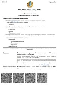 Приложение к лицензии