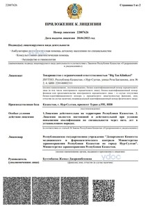 Приложение к лицензии Приложение к лицензии