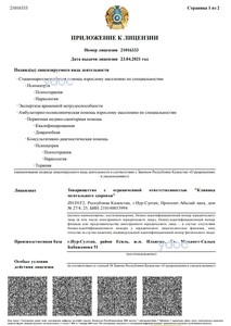 Приложение к лицензии Приложение к лицензии