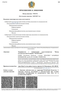 Приложение к лицензии