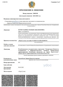 Приложение к лицензии Приложение к лицензии