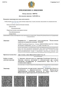 Приложение к лицензии Приложение к лицензии