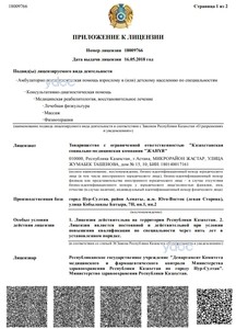 Приложение к лицензии