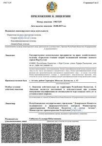 Приложение к лицензии