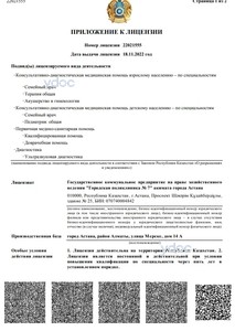 Приложение к лицензии