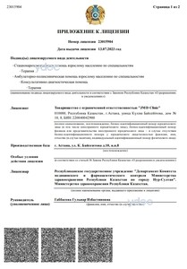 Приложение к лицензии Приложение к лицензии