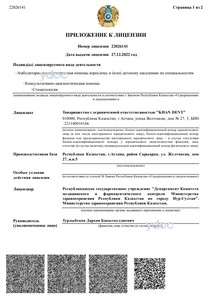 Приложение к лицензии Приложение к лицензии