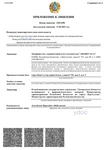 Приложение к лицензии