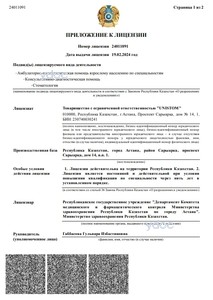 Приложение к лицензии Приложение к лицензии