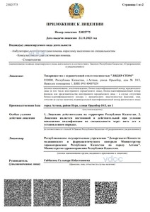 Приложение к лицензии