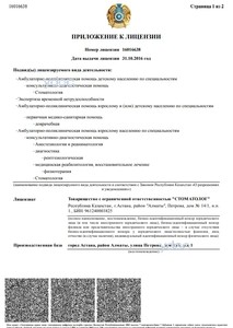 Приложение к лицензии Приложение к лицензии