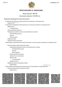 Приложение к лицензии Приложение к лицензии