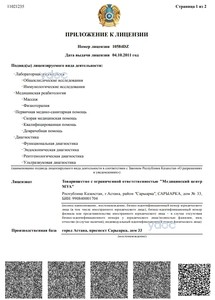 Приложение к лицензии