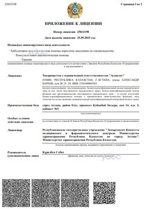 Приложение к лицензии Приложение к лицензии